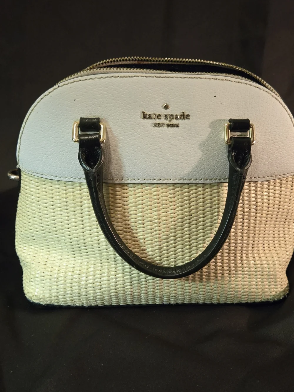kate spade Cream Woven Dome Satchel